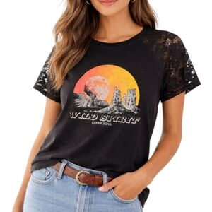 Express t-shirt Black Lace Sleeves Size Medium